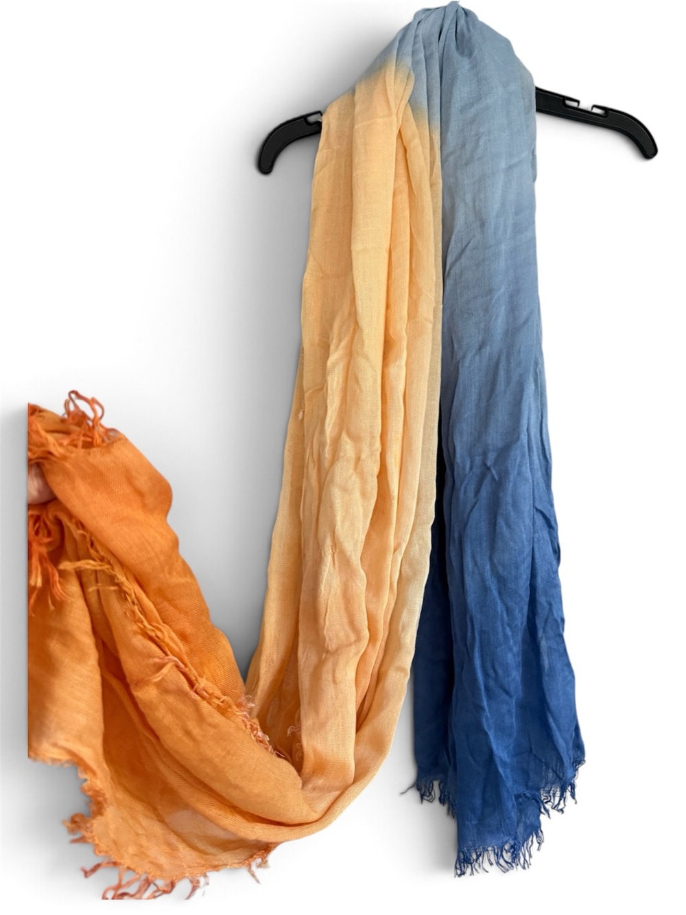 Lightweight Ombré Scarf in Orange and Blue - Unbranded